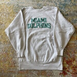 90s Champion Reverse Weave Miami Dolphins Crewneck‎ Sweatshirt Grey XX-Large